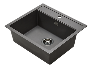 Secher Aalborg 500 BK1 køkkenvask 56x51 cm t/nedfældning, grå granitek